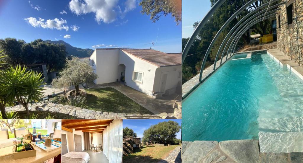 BarbaggioChambres d’hôtes A Casa Di Marigaby的一张照片和一座游泳池和一座房子相拼合