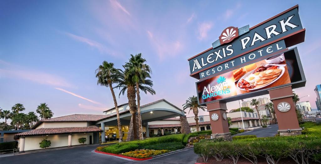 拉斯维加斯Alexis Park All Suite Resort的拉斯维加斯公园度假村的标志