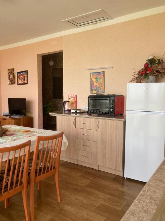 Гостевой дом с панорамными окнами的厨房或小厨房