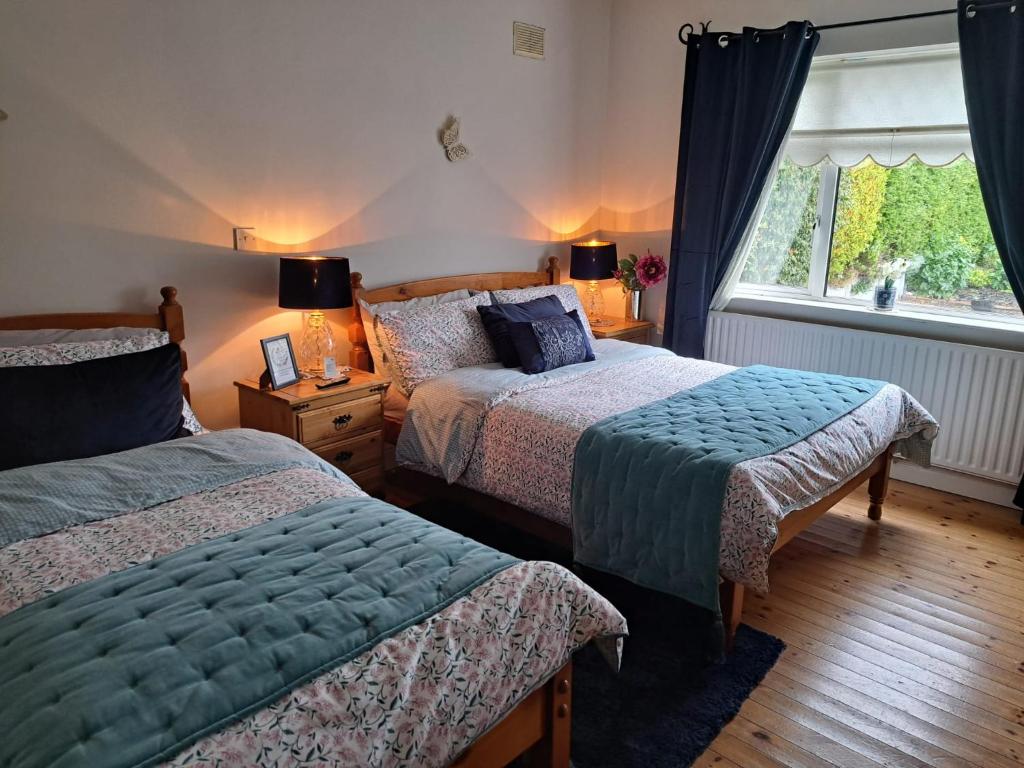 塔拉莫尔Coreen Guest House的一间卧室设有两张床和窗户。