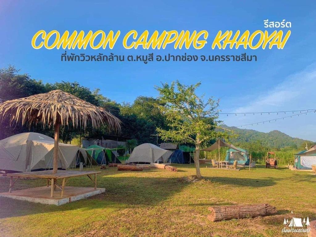 慕斯Common Camping KhaoYai的一群帐篷在野外,有共同的露营