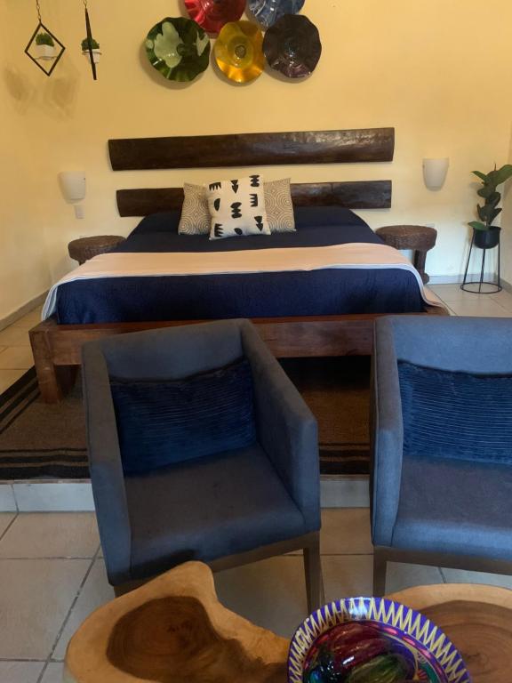 Cabañas Las Morenas Mazamitla客房内的一张或多张床位