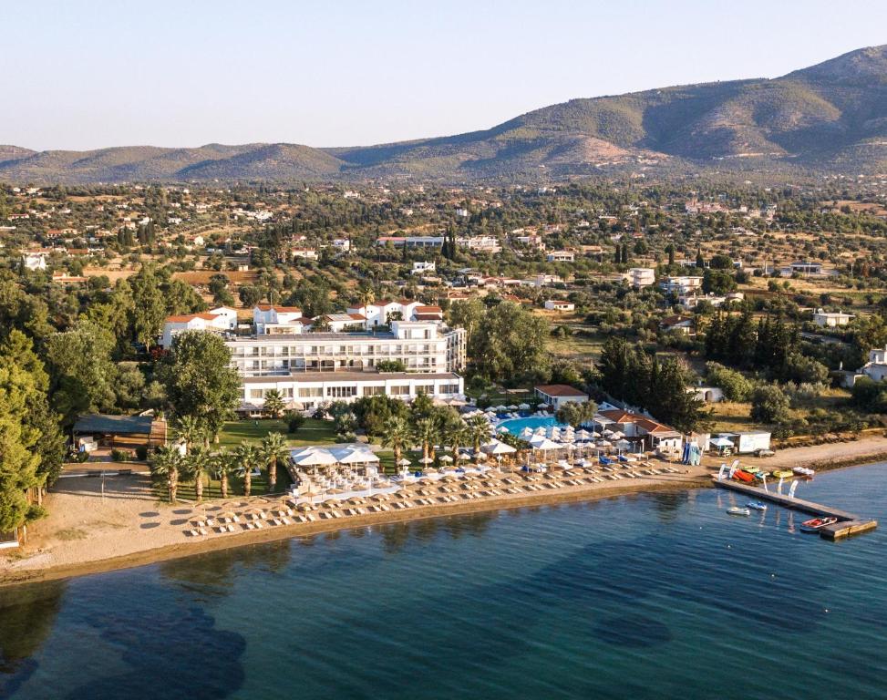 埃雷特里亚Brown Beach Evia Island, All Inclusive in Eretria, a member of Brown Hotels的水上度假村的空中景观