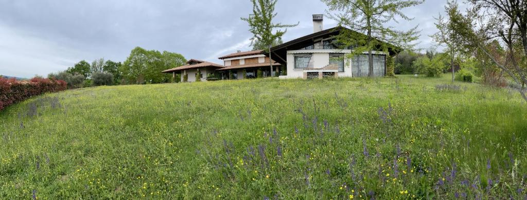 苏塞加纳Country House Accommodation on Dreamway Path - Colfosco di Susegana TV, Veneto, Italy的草山顶上的一座老房子