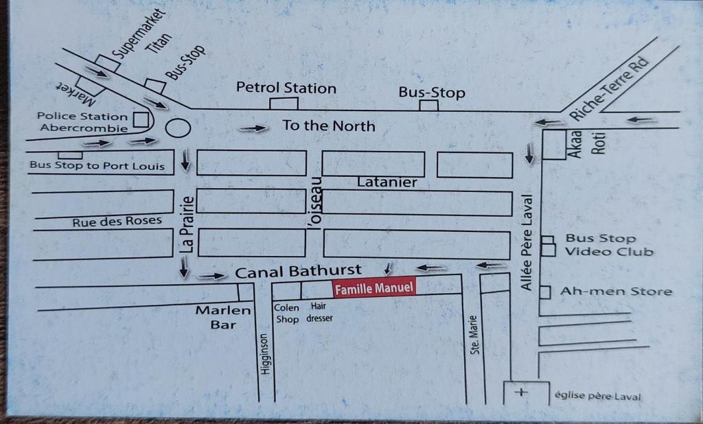 路易港Manuel's Apartment的一张纸上公共汽车站的图表