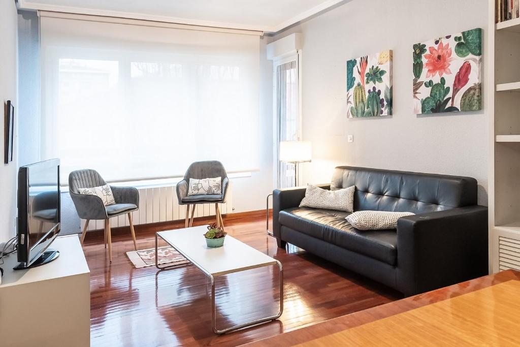潘普洛纳Cómodo y funcional apartamento en Iturrama的带沙发和电视的客厅