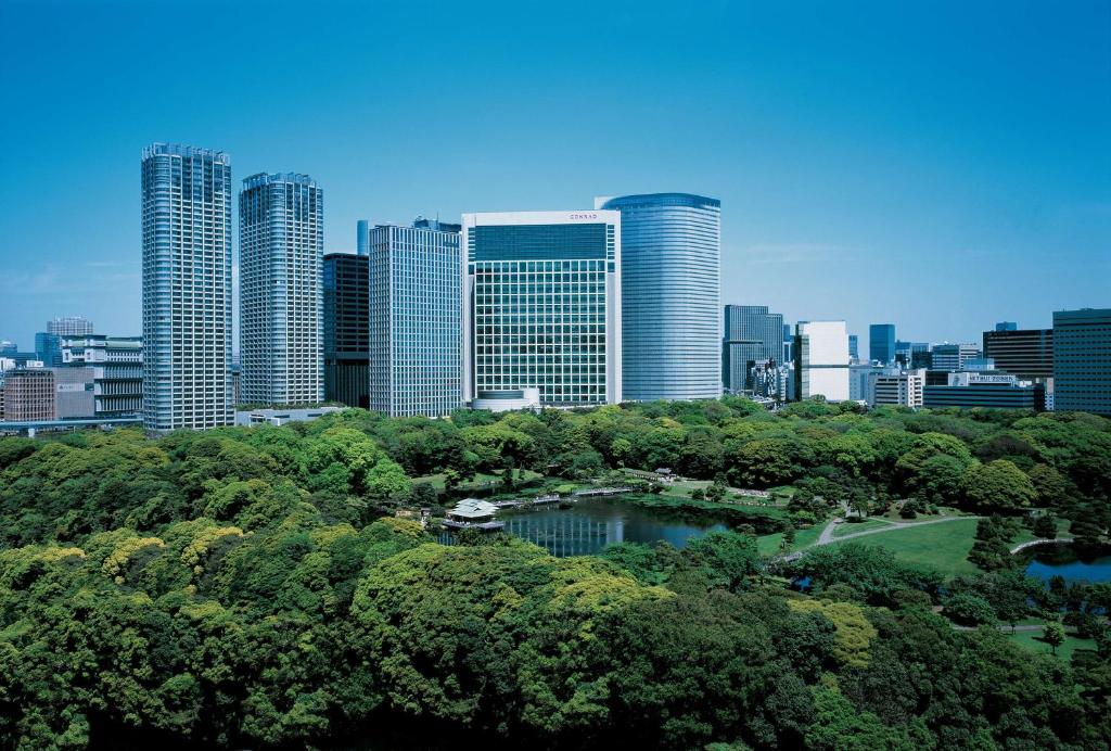 东京东京康莱德酒店的城市天际线,高楼和公园