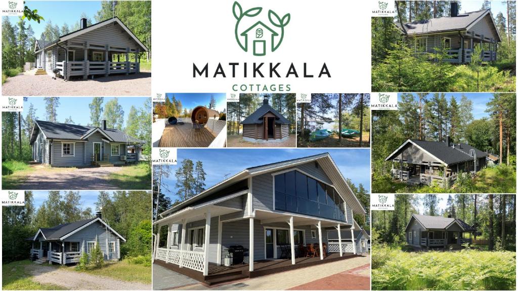 鲁奥科拉赫蒂Matikkala Cottages的家庭照片的拼贴