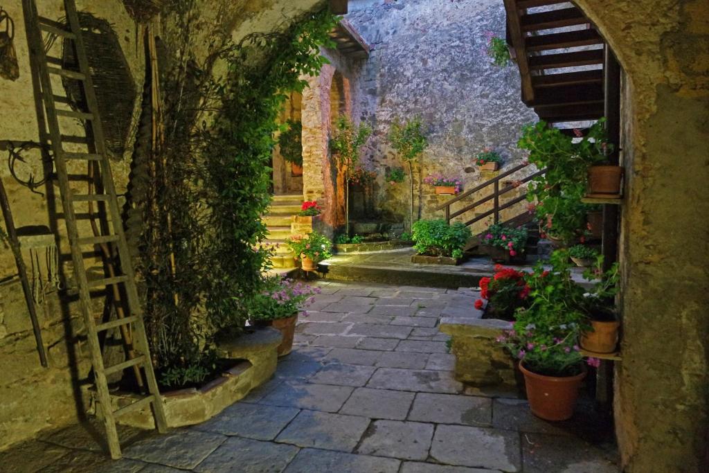 Rocca CilentoAntico Convento - Ospitalità Diffusa的种植了植物和鲜花的花园入口