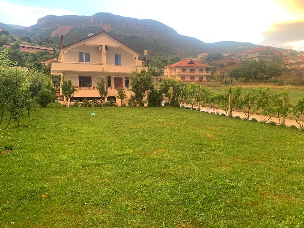 波格拉德茨Villa Rejan的一座带绿色庭院的山丘上的房子