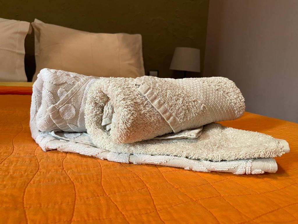 雅典SoHoAthine Apartment的床上的一大堆毛巾