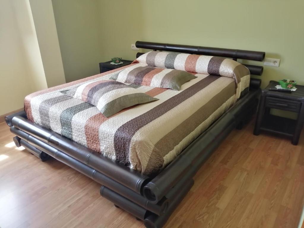 拉普拉萨APARTAMENTOS RURALES EL PRIVILEGIO的卧室内的一张带两个枕头的床