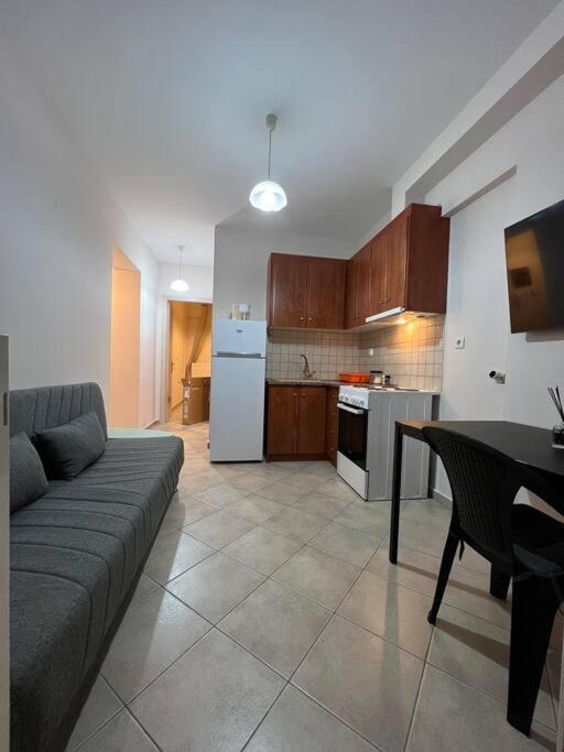 阿格里尼翁Αγρίνιο κέντρο ΔΣ A2的带沙发的客厅和厨房