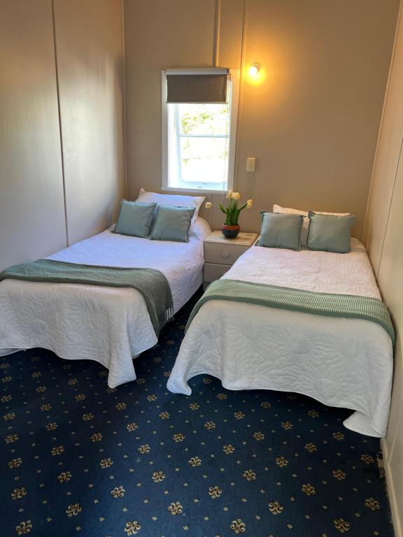 WhangaroaFISHERMANS’DELIGHT的两张睡床彼此相邻,位于一个房间里