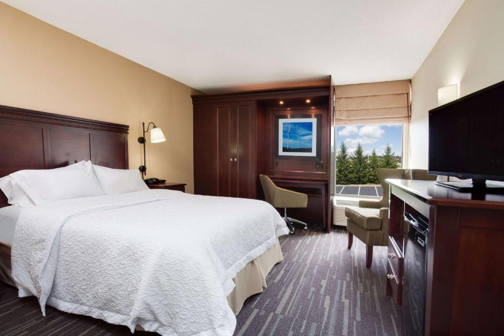 萨默塞特萨默塞特汉普顿酒店的配有一张床和一台平面电视的酒店客房
