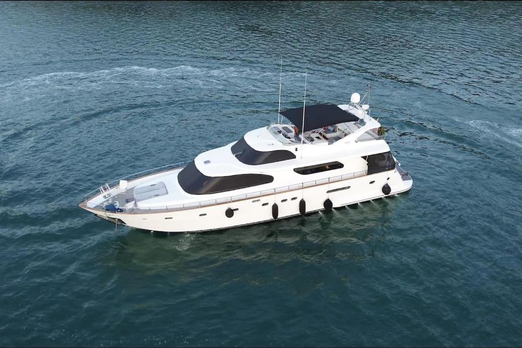 博德鲁姆Bodrum Private Yacht Rental的漂浮在水中的白色船