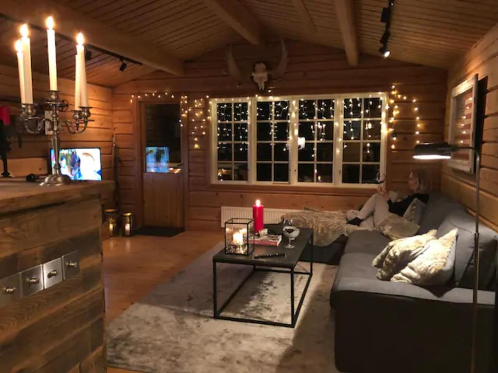 奥勒Mountain Holiday Homes - Ottsjö, Trillevallen -Sweden的客厅配有沙发和桌子