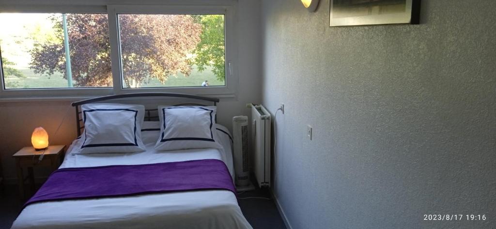 科提尼BELLEVUE的一间卧室设有两张床和窗户。