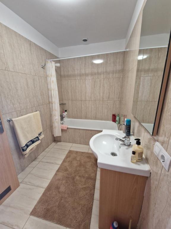 圣米格尔德阿沃纳Ocean Sunset Villa的浴室配有盥洗盆和浴缸。