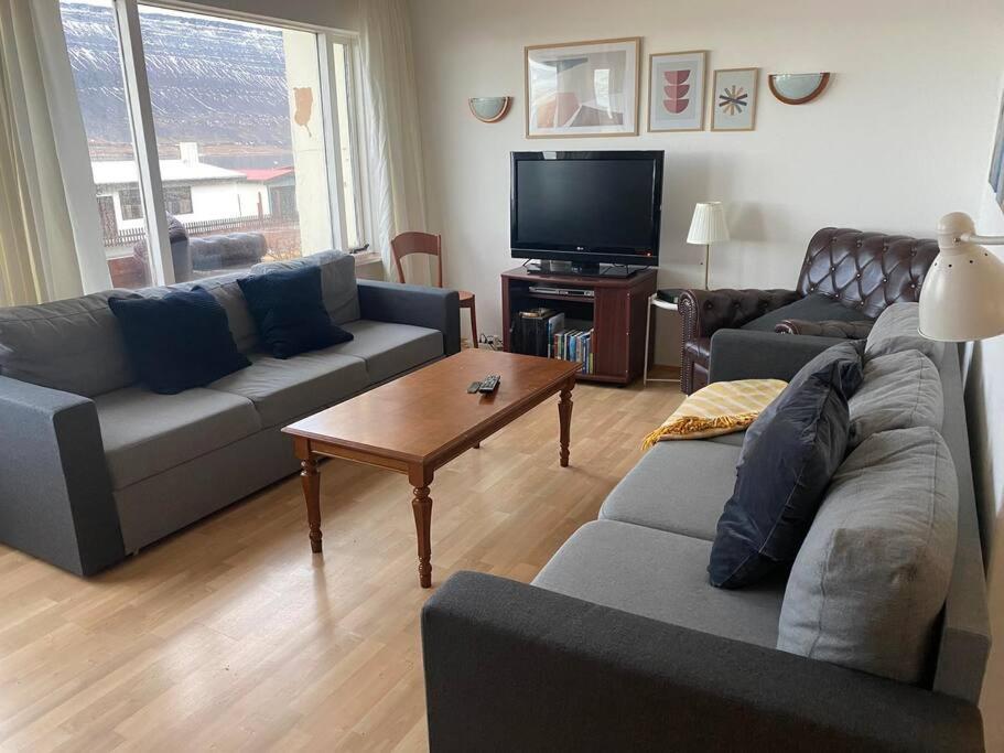 SúðavíkHouse in the Westfjords的带沙发和电视的客厅