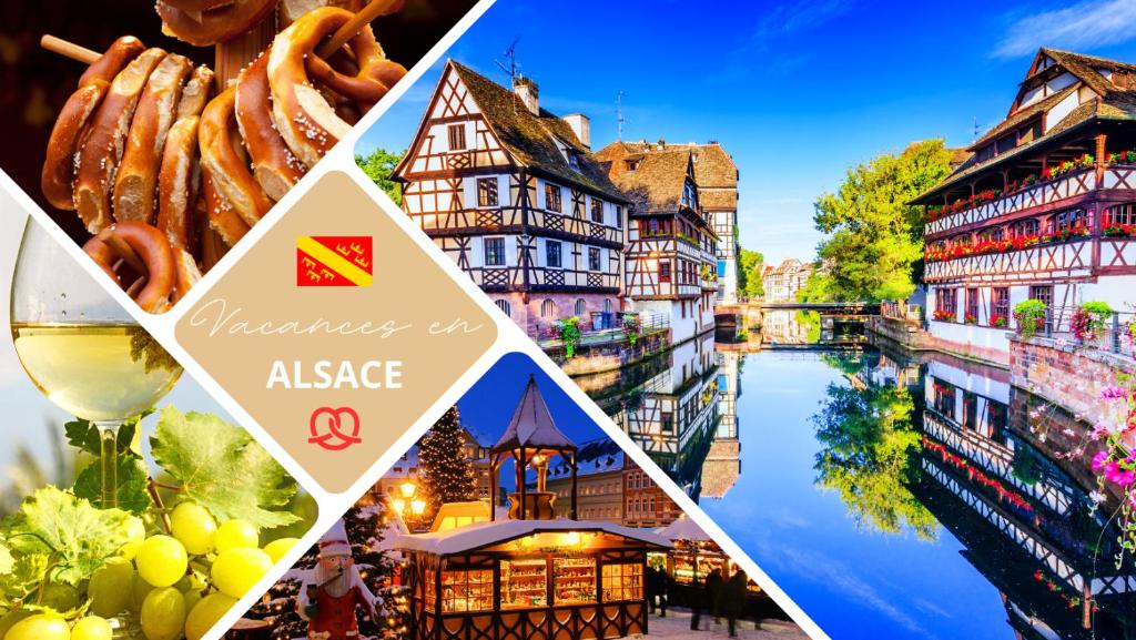 StaffelfeldenGîte au coeur de l'Alsace Maison Gatsby的城市和河流图片的拼凑