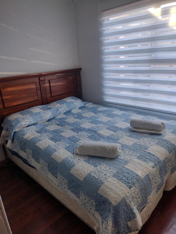 蓬塔阿雷纳斯casa sergio的一间卧室配有一张带两个枕头的床