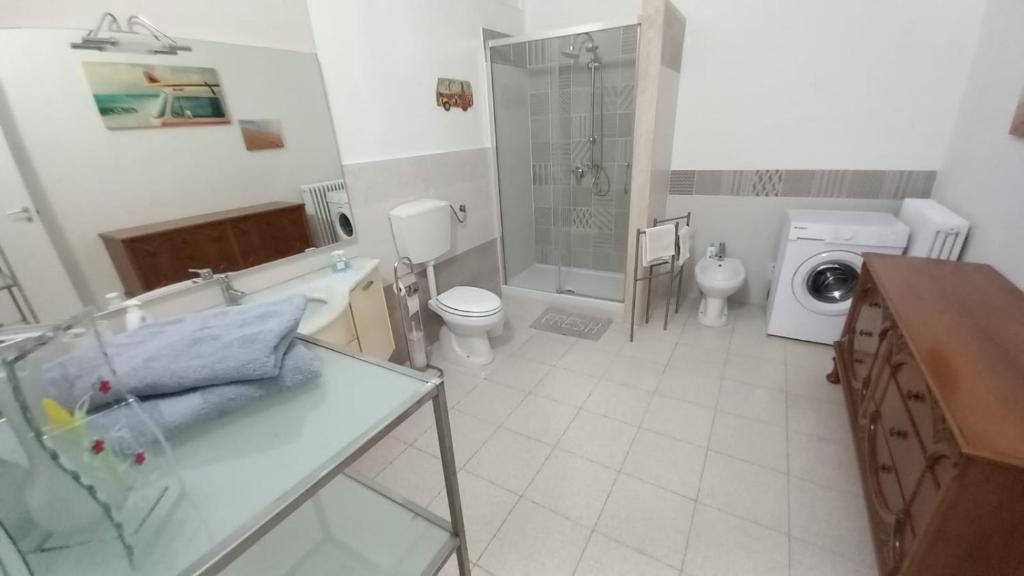 利沃诺L'Iris的浴室配有盥洗池、卫生间和洗衣机。