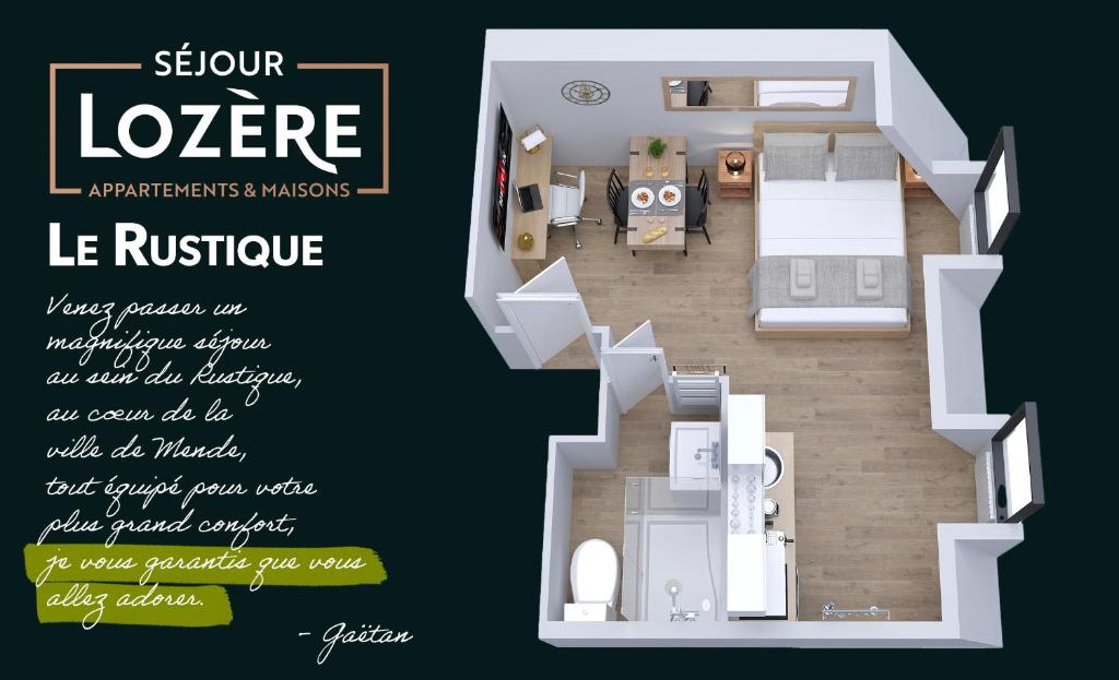 芒德Le Rustique - Netflix/Wi-fi Fibre - Séjour Lozère的房屋平面图的布局