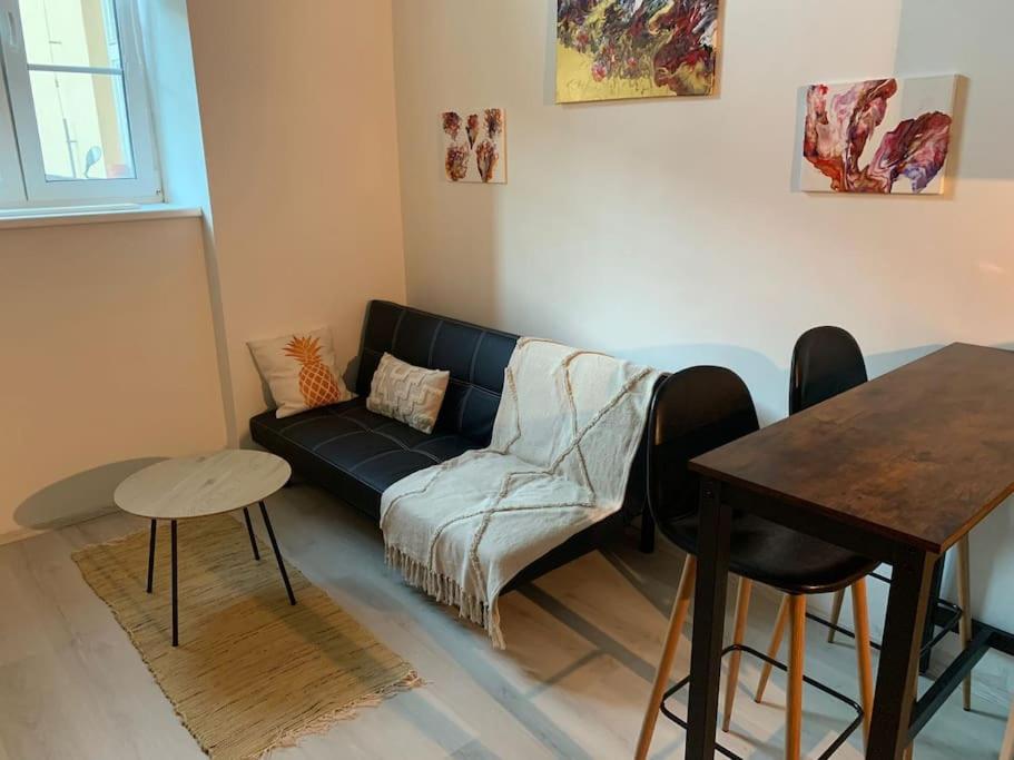 克罗梅日什Apartmán Charmant的客厅配有沙发和桌子