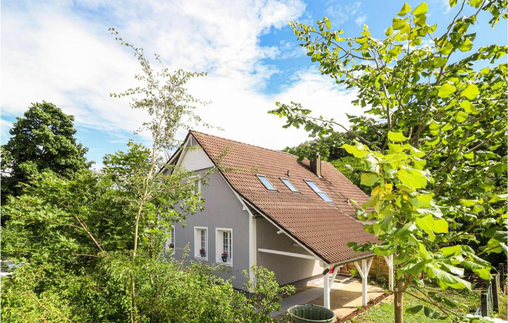 HirtenbergPet Friendly Home In Hirtenberg With Kitchen的白色房子,有红色屋顶