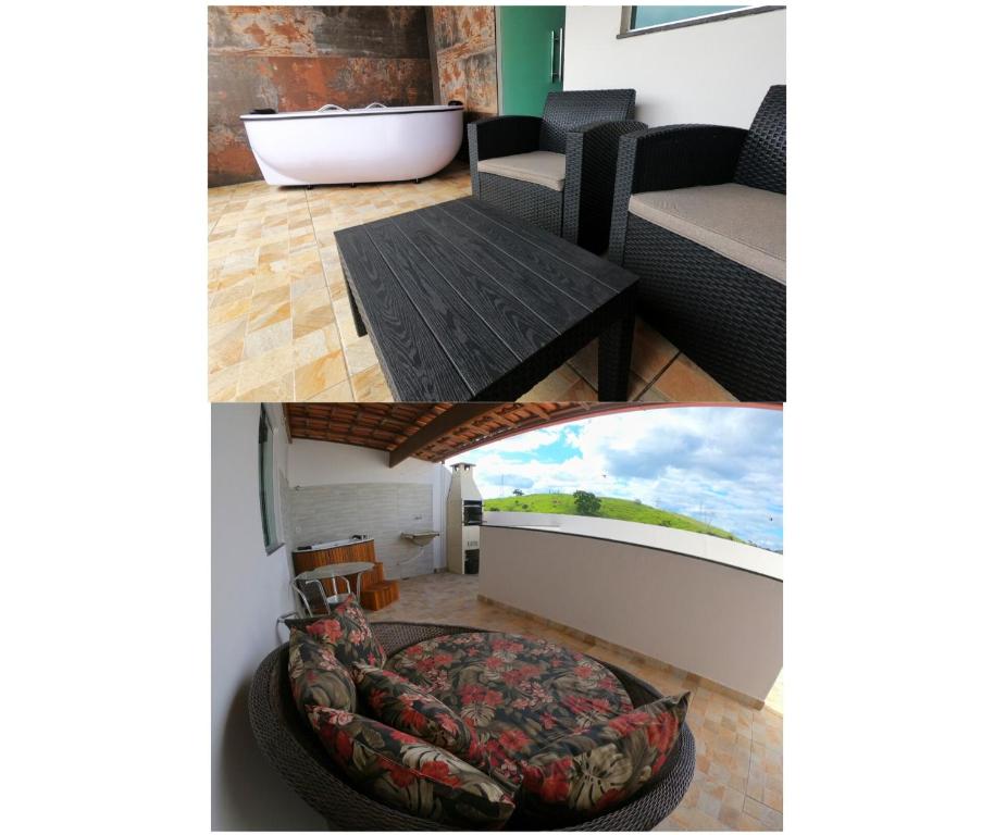 瓦拉达里斯州长市TH Flats com Banheira de Hidromassagem的客厅配有沙发和桌子
