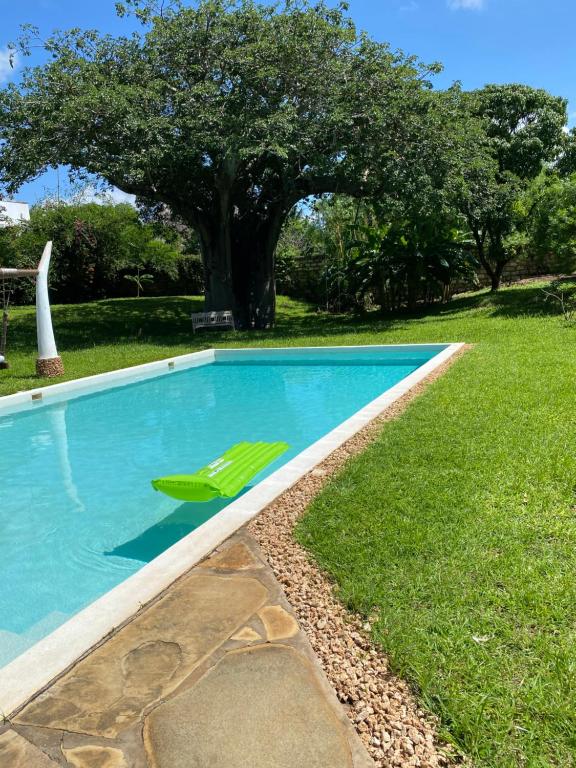 马林迪Malindivillabaobab的一个带绿椅的游泳池
