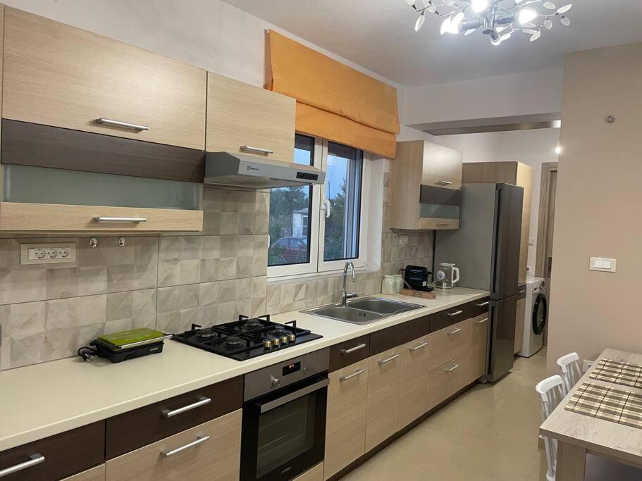 干尼亚Anastasia’s Home的厨房配有水槽和炉灶 顶部烤箱