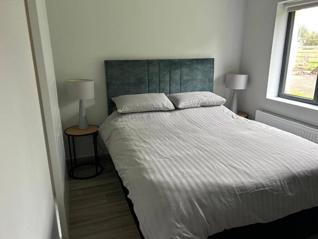 基洛格林Stylish Killorglin Apartment的一间卧室配有一张大床和两盏灯。