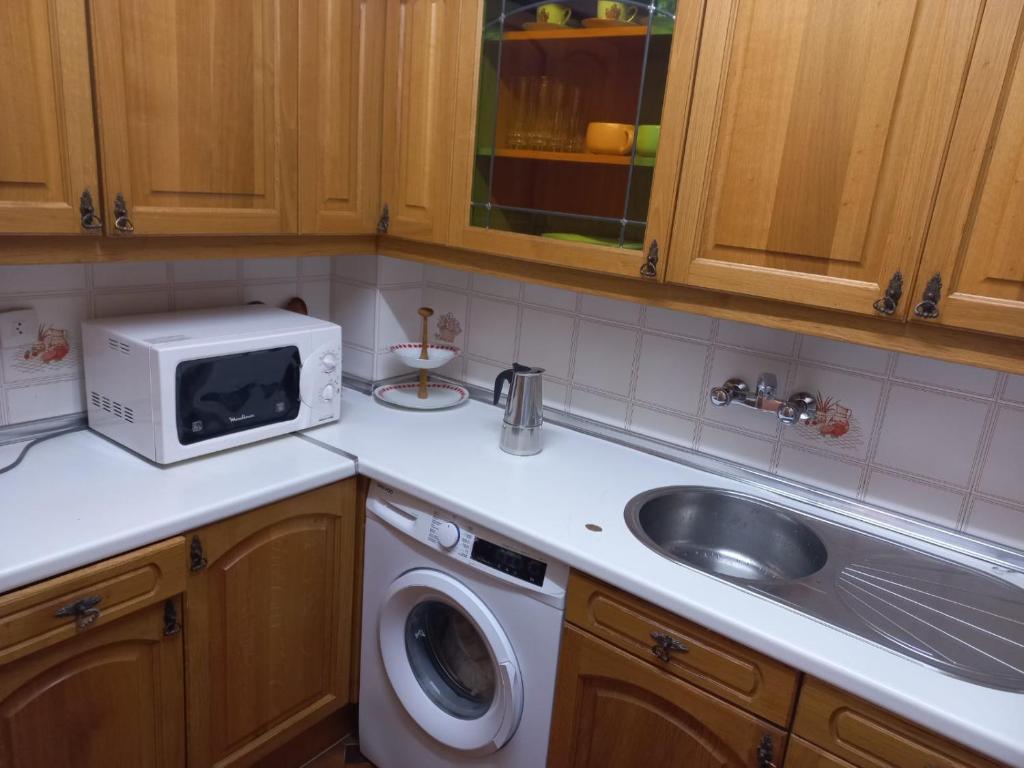阿维拉CASA ESQUILAS的厨房配有水槽和洗衣机