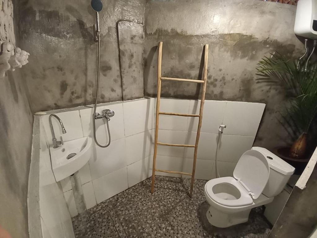 登巴萨Classic Local House Grenceng的浴室设有厕所旁边的梯子和水槽