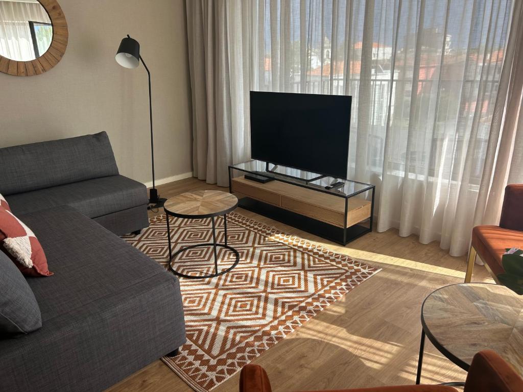 莱萨·达·帕尔梅拉Leça Apartments的带沙发和平面电视的客厅