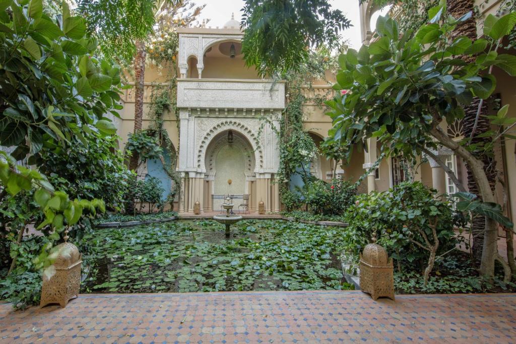 杰迪代Riad Dar El Malaika的一座植物繁多的建筑的庭院