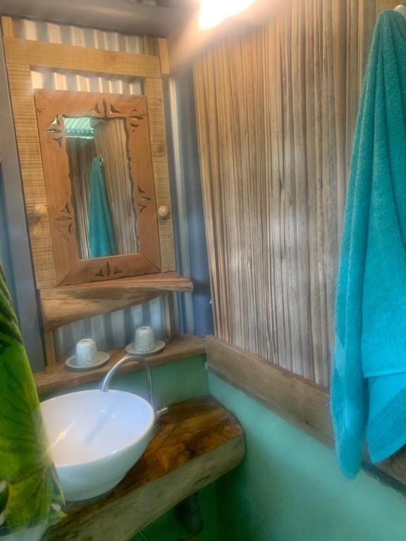 Rodrigues IslandLily Pad lodge的一间带水槽和镜子的浴室