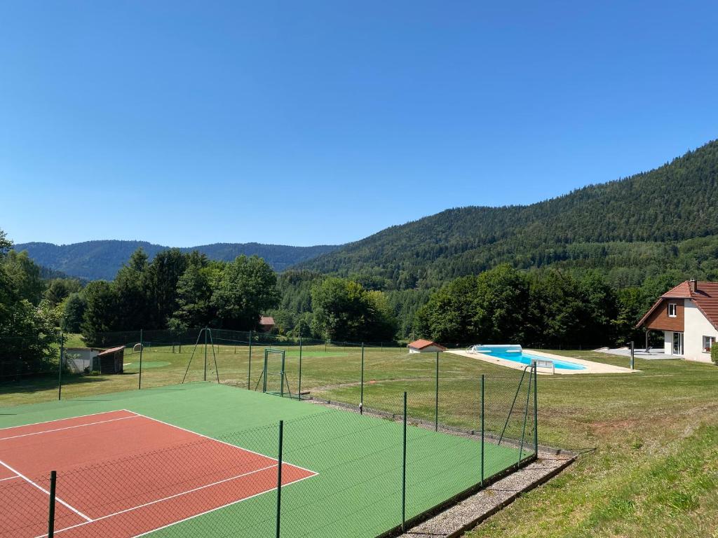 Le SaulcyVilla Le Chant des Sapins - Tennis, Pool, Golf的球场中央的网球场