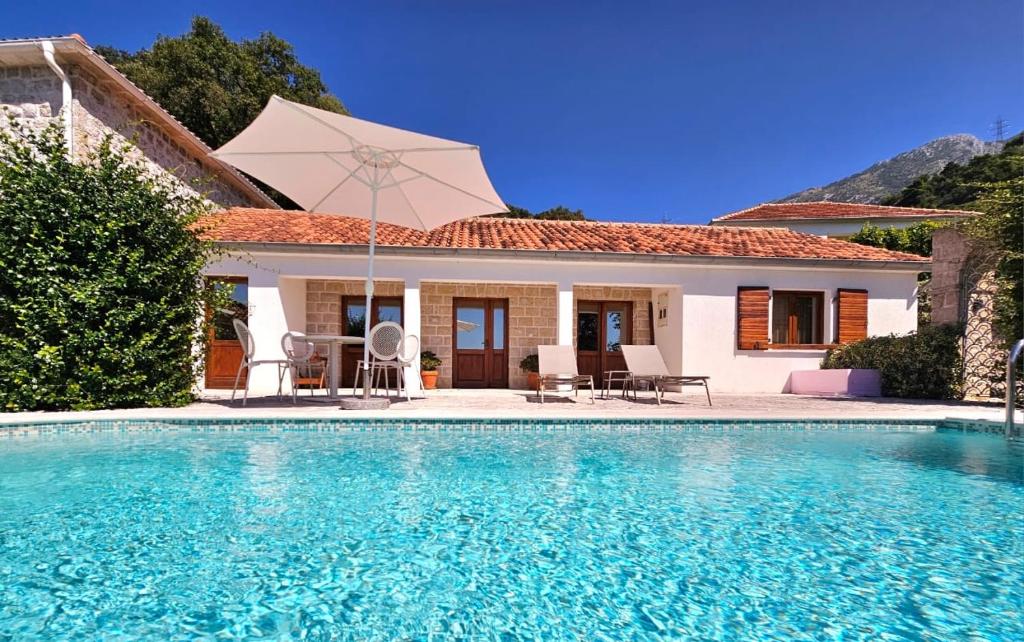 科托尔Villa Ava Kotor的别墅前设有游泳池
