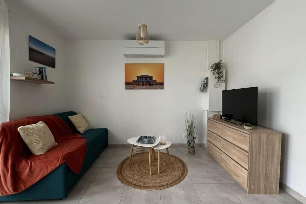 居让梅斯特拉Studio tout confort + terrasse的带沙发和电视的客厅
