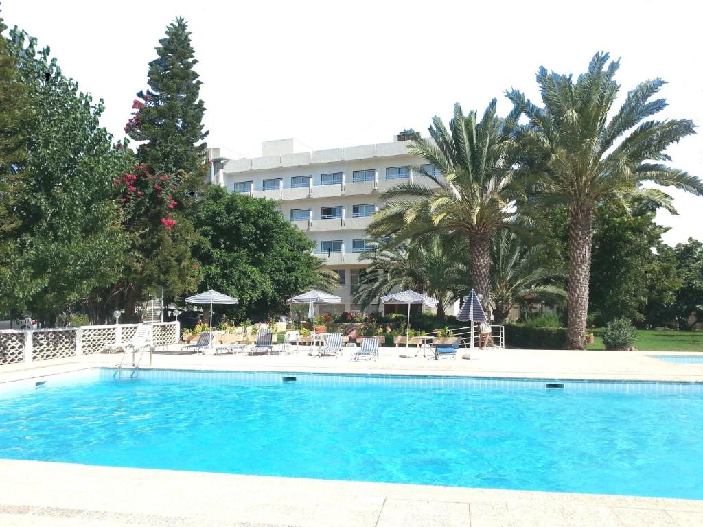 波利斯玛丽安酒店的棕榈树酒店前的游泳池