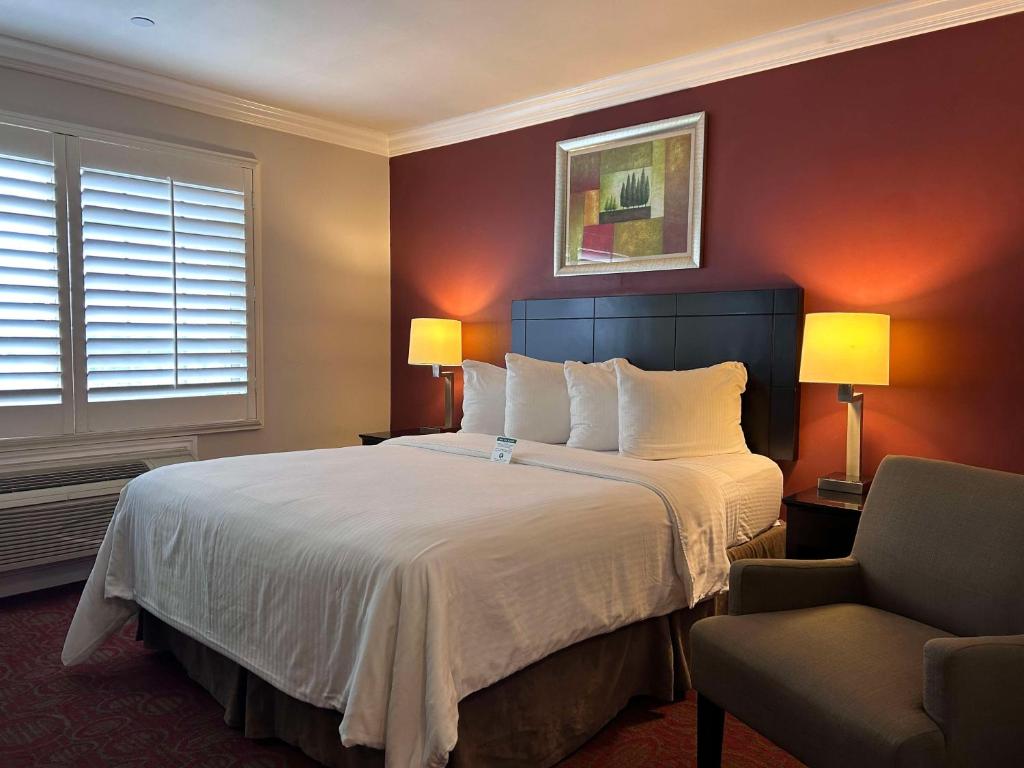 洛杉矶贝斯特韦斯特伯班克机场酒店的配有一张床和一把椅子的酒店客房