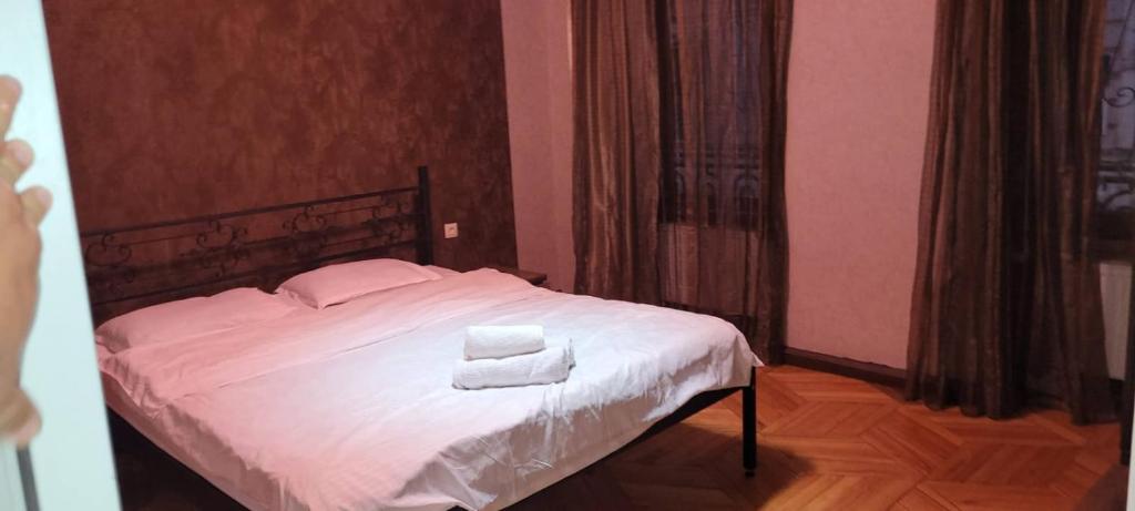 第比利斯KIEV ROAD APARTMENT的一间卧室配有一张床,上面有两条毛巾
