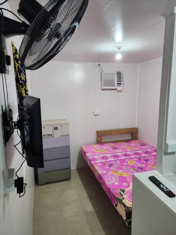 YangorGoodWorks Accommodation的小房间设有一张床和一台电视机