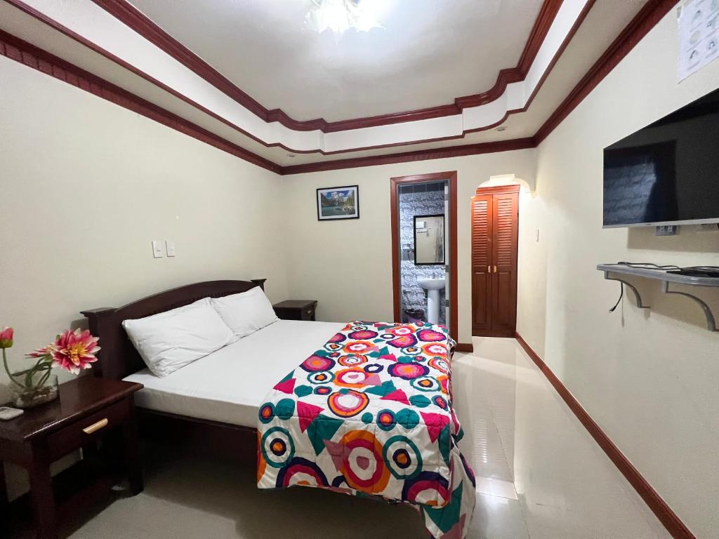 卢纳将军城Siargao By Grace Suites的一间酒店客房,配有一张床和一台电视