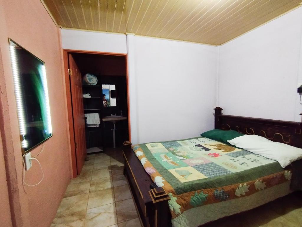 PejibayeHospedaje Luis & Ana的一间小卧室,配有一张床和电视