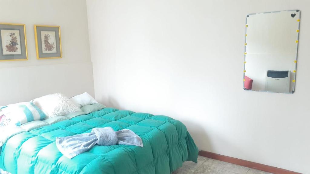 上格拉西亚Loma del Alto的一间卧室配有一张带镜子的蓝色床