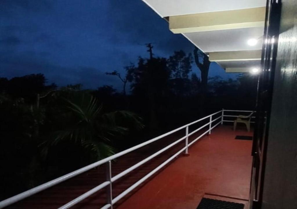 瓦亚纳德Aiswarya - The Jungle Home的享有房屋阳台的夜景